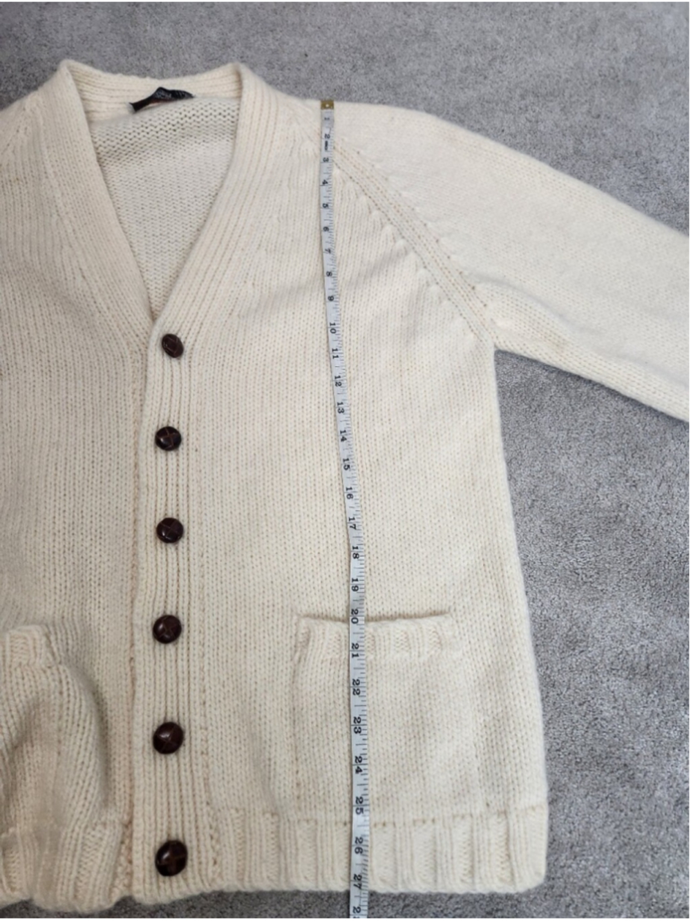 VTG Laurence J Smith Scotland Pure New Wool Chunky Knit Cardigan Fits L Shetland - Picture 12 of 15